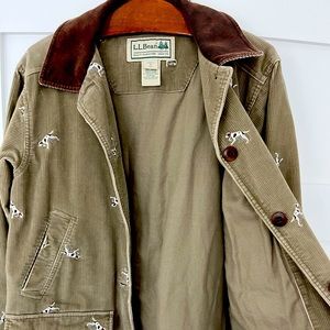 VTG L.L. Bean Corduroy Embroidered Pointer Dog Jacket Coat 90s Women’s Small